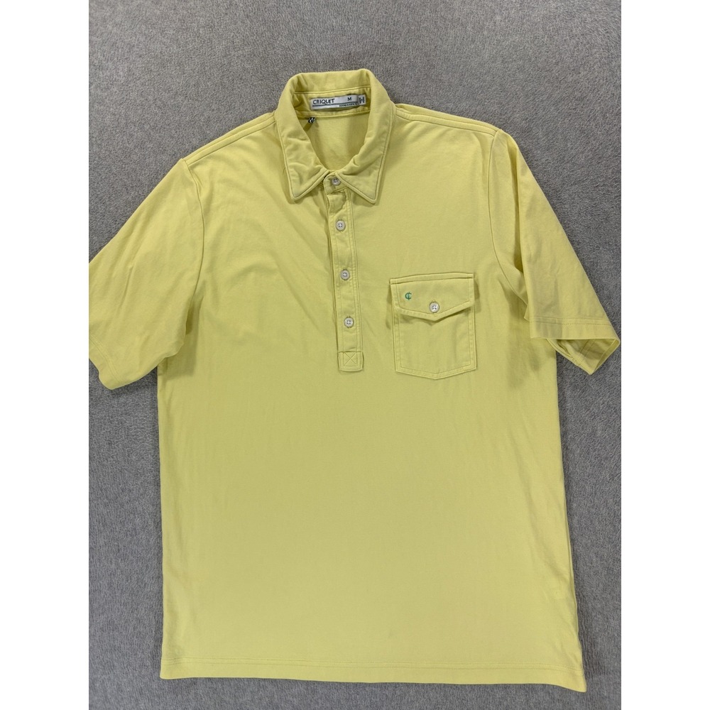 Criquet Players Short Sleeve Pocket Polo Shirt (Men's Medium) Yellow